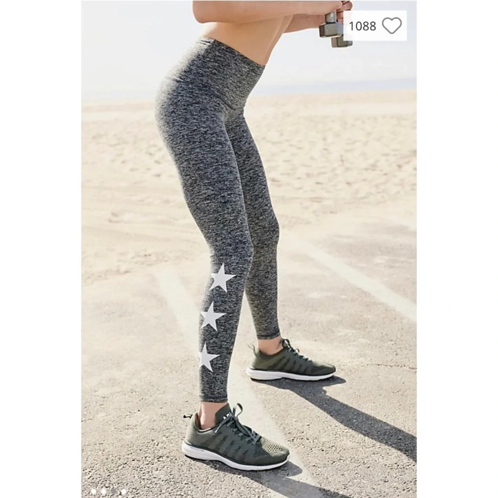 Strut This x Free People High Rise Teagan Star Ankle Legging NWT Gray White XS